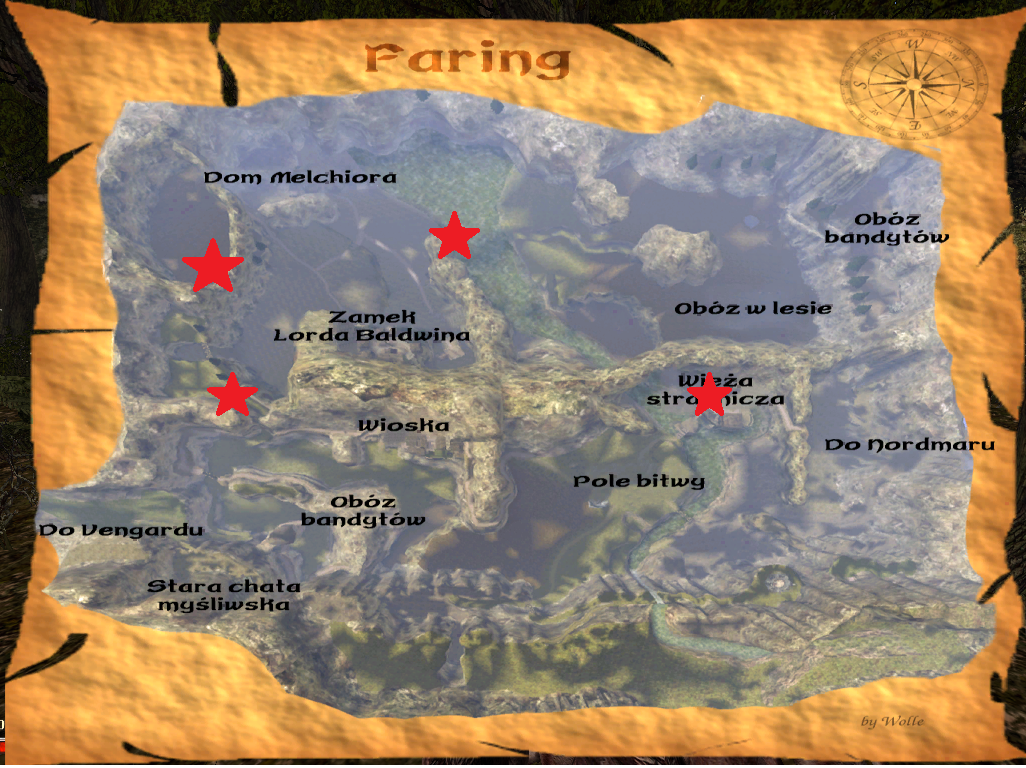 Mapa położenia zaginionych owiec w okolicach Faring